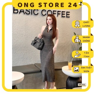 M046/ váy đầm body cổ sơ mi cao cấp cách điệu tôn dáng