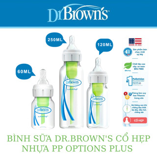 Bình sữa Dr.Brown's cổ hẹp 120ml và 250ml nhựa PP Options Plus tách set