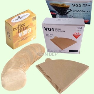 Set combo 100 giấy lọc cà phê drip v60 giấy không tẩy trắng pha coffee pour over đi du lịch, tiện dụng