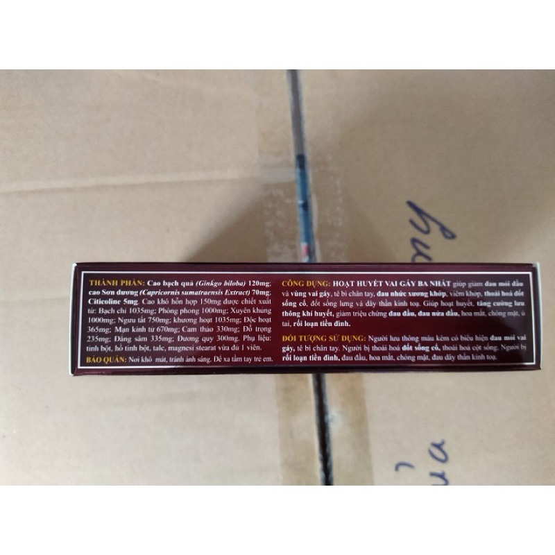 (Chính hãng) Hoạt huyết vai gáy ba nhất - Giúp hoạt huyết hết đau mỏi vai gáy , tê bì chân tay , đau đầu , đau nửa đầu