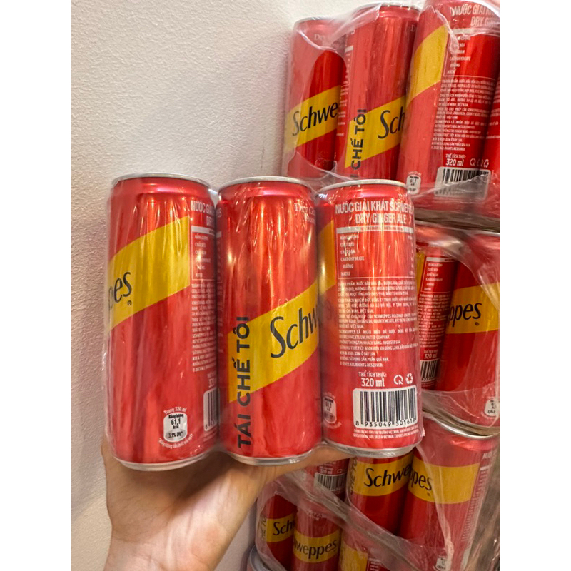 Lốc 6 lon Nước Giải Khát Schweppes Dry Ginger Ale 320ml/Lon