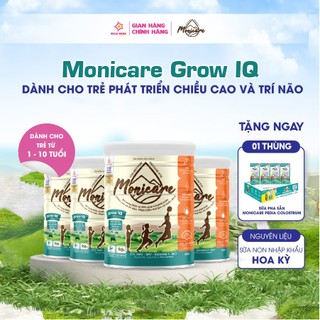 Combo 4 Sữa bột Monicare Grow IQ cho trẻ 1-10 tuổi giúp Phát Triển chiều cao và trí não - Hộp 900G