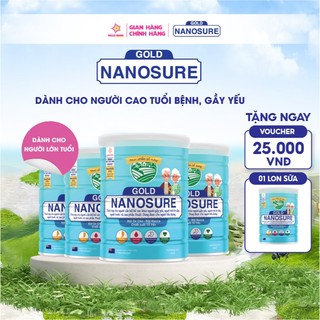 Combo 4 Sữa bột Nanosure Gold cho người già cần cải thiện sức khỏe và xương khớp, dùng được cho người tiểu đường - 900G