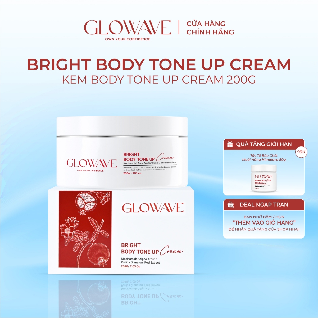 Kem Body Tone Up Cream 200g, Dưỡng Trắng Da Toàn Thân - GK02 [GLOWAVE]