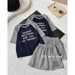 Sét áo chữ pha tay+chân váy