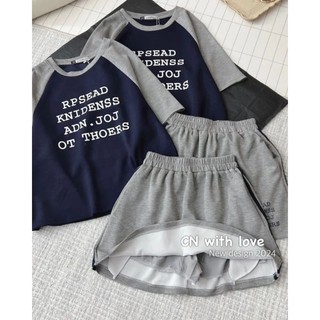 Sét áo chữ pha tay+chân váy