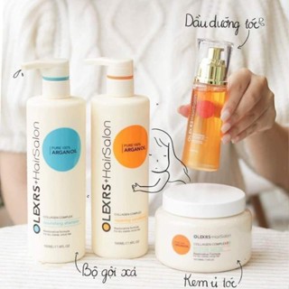  Cặp Dầu Gội Olexrs Argan Oil Collagen Hair Salon 960ml  500ml - Combo Gội Xả Olexrs Phục Hồi 
