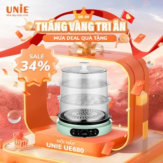 Nồi hấp UNIE UE-680 công suất 1000W,dung tích 15l,đa dạng chức năng, dễ vệ sinh, hàng cao cấp bh 12 tháng