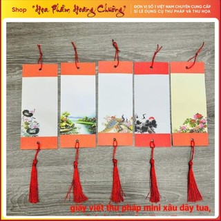 combo 10 liễng viết thư pháp mini 7x17cm có xâu dây tua