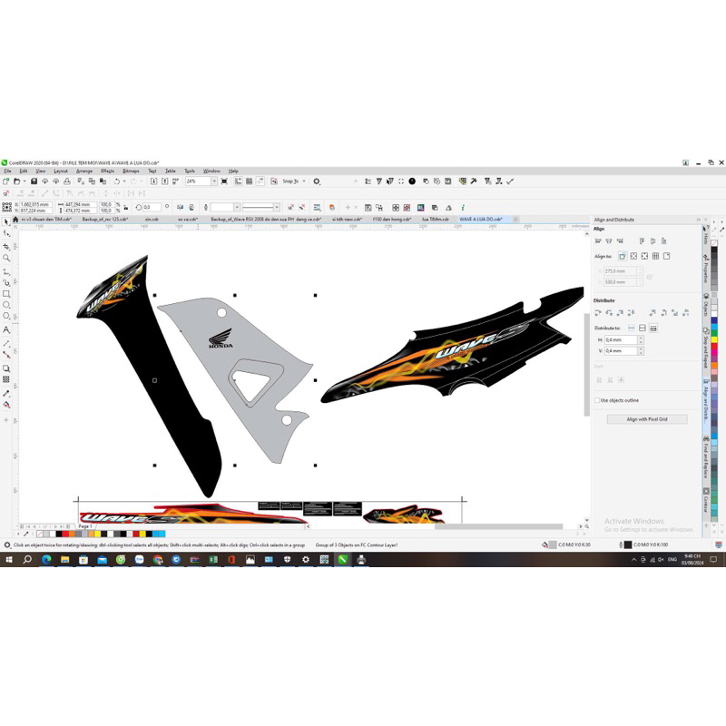 Tem rời wave A lửa mới phối đen vàng