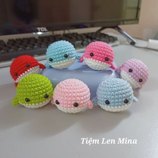 Móc khoá Cá voi bằng len handmade, móc khóa đôi, quà tặng - Tiệm Len Mina