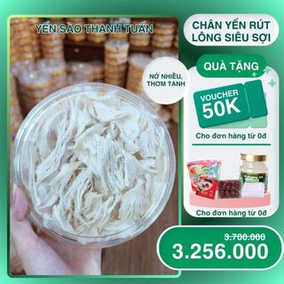 Chân yến tinh chế siêu sợi - yến sào thanh tuấn 🎁 táo đỏ + đường phèn + 1 hộp súp tổ yến + 1 hũ yến chưng 70%