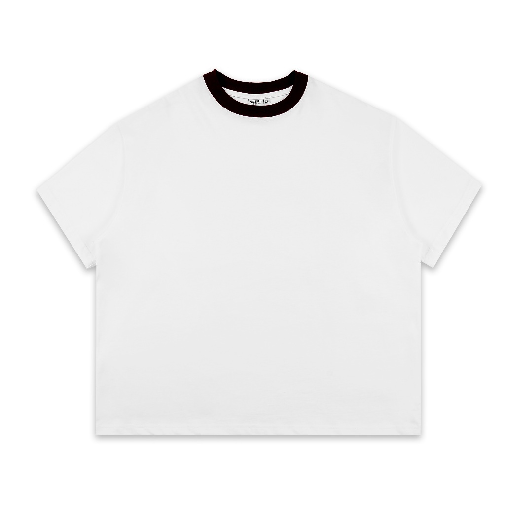 Áo Thun Trơn Phối Cổ Local Brand VIBESTU , Áo Thun Boxy Form Rộng Unisex 250Gsm 100% Cotton | BigBuy360 - bigbuy360.vn