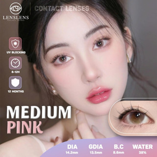 Lens Mắt Kính Áp Tròng Hồng Tự Nhiên Pha Màu Medium Pink 14.2