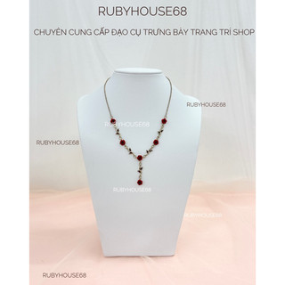 Cổ da PU đen treo dây chuyền trang trí shop Rubyhouse68