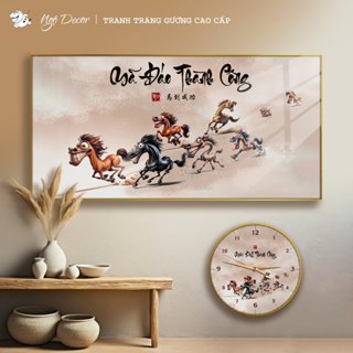 Tranh gỗ tráng gương MÃ ĐÁO THÀNH CÔNG - HÀ MÃ chế hài hước - treo tường  - kích thước lớn