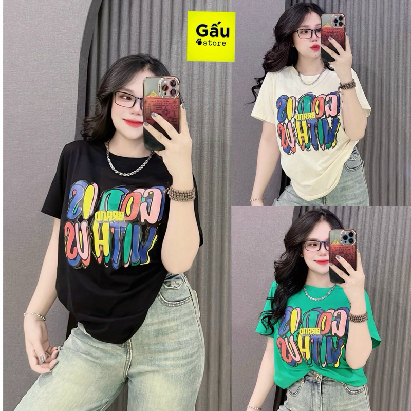 Áo thun cotton Thái nữ PHOM VỪA PHOM RỘNG phối chữ HOT ( M : THÁI BRAND 18 )