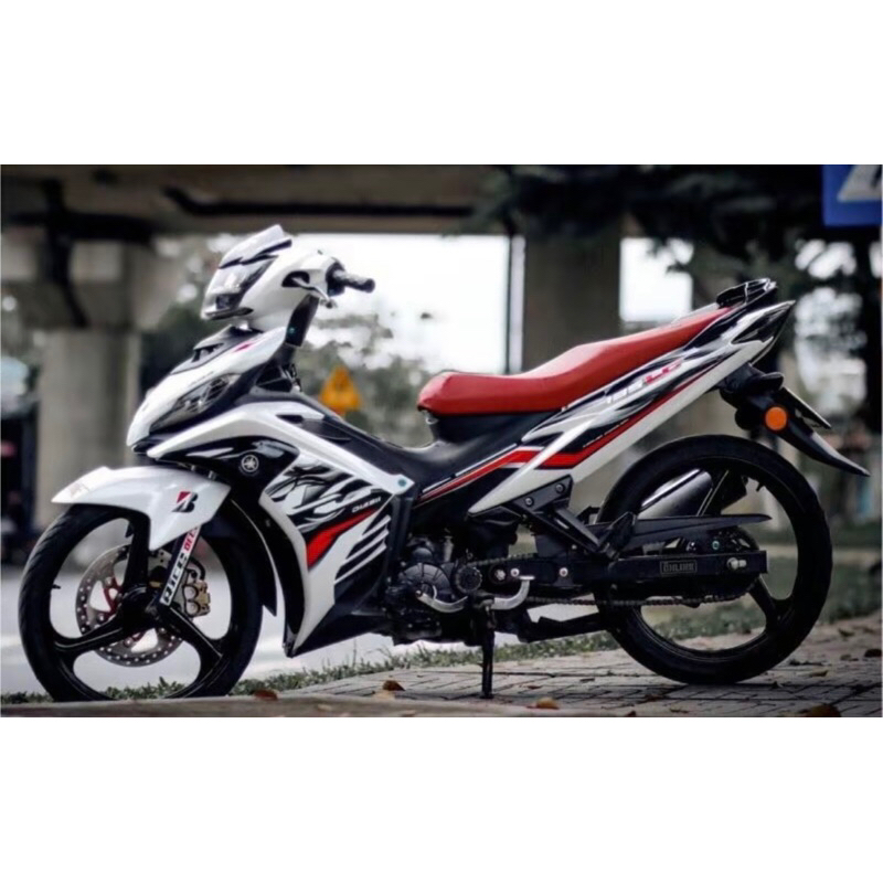 decal xe tem xe exciter 135-mẫu chế lc 135 trắng đỏ đen