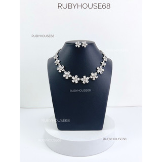 Cổ da PU đen treo dây chuyền trang trí shop Rubyhouse68