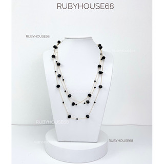 Cổ da PU đen treo dây chuyền trang trí shop Rubyhouse68