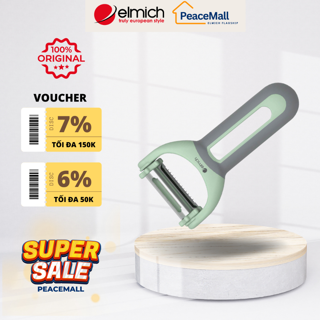 Dụng cụ nạo gọt rau củ quả 3 trong 1 Elmich EL8415, Hàng chính hãng, Tích hợp 3 lưỡi dao - PeaceMall