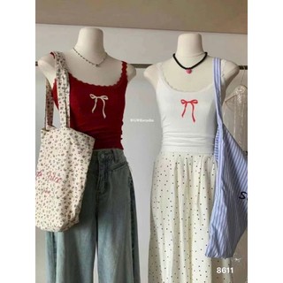 Áo 2 dây nơ pha ren hàng QC