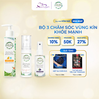 【Bộ sản phẩm chăm sóc vùng kín Phụ nữ 】Dung Dịch Vệ Sinh HH + Kem dưỡng hồng và se khít vùng kín HH + Xịt Phụ Khoa HH