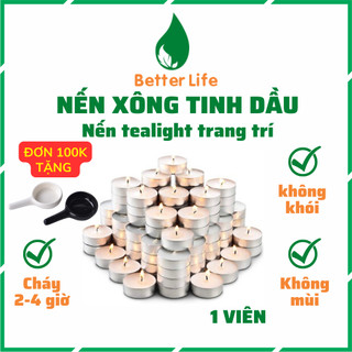 Nến tealight nhỏ 1 viên đốt đèn xông tinh dầu màu trắng vàng đỏ đèn cầy trang trí viên tròn mini cháy hơn 4 giờ