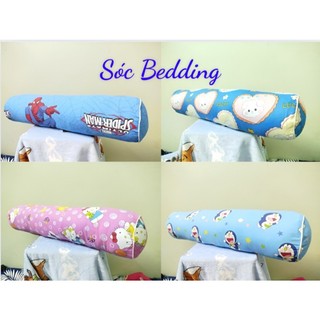 Gối ôm cotton cho bé cotton 100%, gối ôm đi học cho bé size 20x60cm khóa kéo