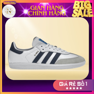 Giày adidas samba og white navy authentic. giày sneaker samba trắng xanh nam nữ. bao check