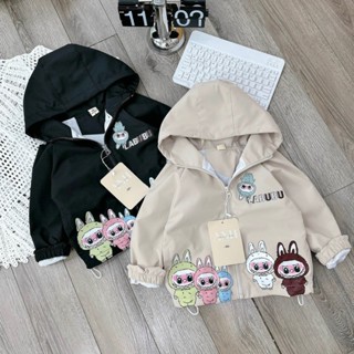 Áo khoác Labubu cho bé trai, bé gái - Áo khoác gió chất liệu gió tráng 2 lớp trong lót lưới siêu xinh cho bé từ 10-20 kg