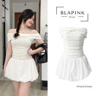 Váy Trễ Vai Nơ Thun Lạnh Thiết Kế Nhún Eo Tôn Dáng Có Lót Quần Bảo Hộ - Hinana Dress