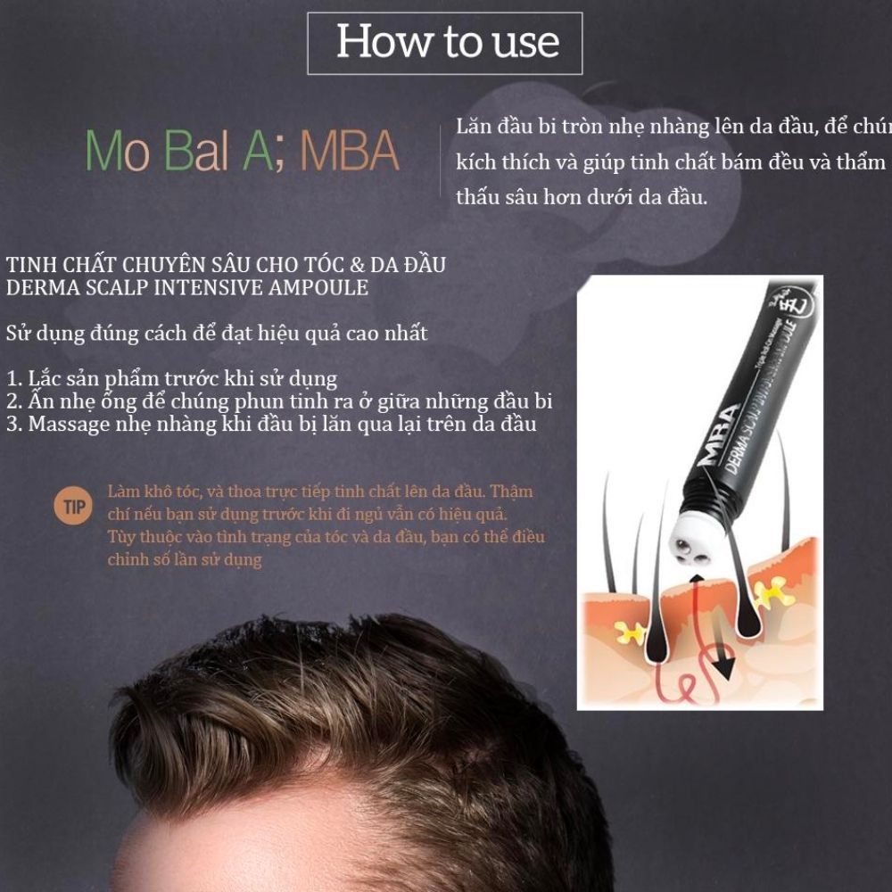 Thanh Lăn Giúp Mọc Tóc MBA Daycell - Lăn Thảo Dược MBA Kích Mọc Tóc Nhanh, Nuôi Dưỡng Da Đầu, Nang Tóc Chắc Khỏe