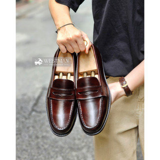 Giày Da Lười Nam Penny Loafer WESTMAN W006HM Da Bê Cao Cấp - Màu Dark Brown Patina