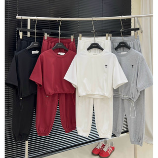 Set áo croptop chun eo quần suông dài chun gấu thuỳ ngô thanh store