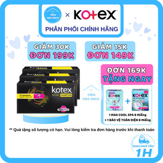 Che tên - combo 3 hộp - bvs kotex tampon 16 miếng băng vệ sinh kotex sport tampon regular - nhi.tnl