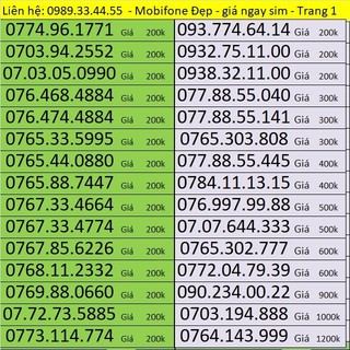 Sim Mobi Trả trước -Sim Mobifone Đẹp giá rẻ Dễ Mua