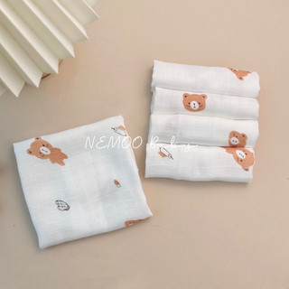 Khăn sữa sơ sinh vải sợi tre cao cấp, khăn sữa sợi tre NEMOO Baby