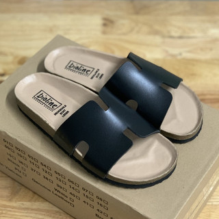 PUK04 - Dép công sở Birken Đế Trấu BIOLINE Official Unisex Nam nữ Quai Chữ H Da Pu Cao Cấp Lót Chống Nước
