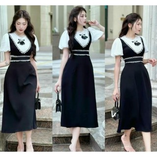 Đầm váy phối ren tay bồng có bigsize 4xl bầu bì mặc thoải mái