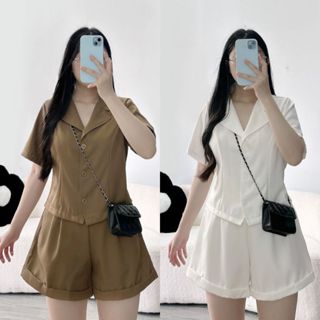Set đồ nữ 50-95kg bigsize áo vet tay ngắn dáng croptop kèm quần chữ A ống rộng lên line chất vải cotton lạnh xịn-SET79