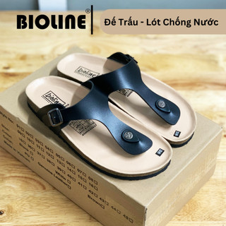 PUK07 - Dép công sở Birken Đế Trấu BIOLINE Official Unisex Nam nữ Quai Da Pu Tách Ngón Lót Chống Nước