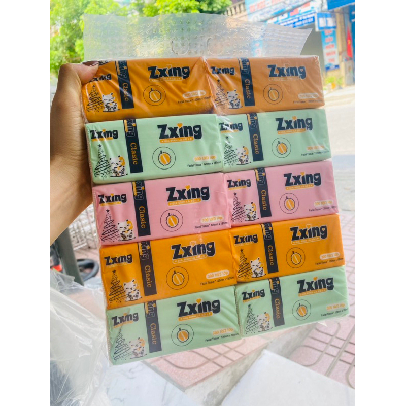 Giấy ăn gấu trúc zxing rút lụa chính hãng, khăn giấy rút lụa siêu mềm mịn không tẩy trắng bịch 10 gó
