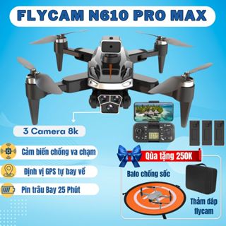 Flycam Mini Drone Camera 8K N610 Pro Max, update Z619 Có GPS Tự Bay Về Cảm Biến Chống Va Chạm, Bay 25 Phút.