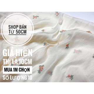 Tơ Nhũ Thêu Hoa Nhỏ (120k/m) - giá hiển thị là giá 10cm, mua 1m chọn 10.