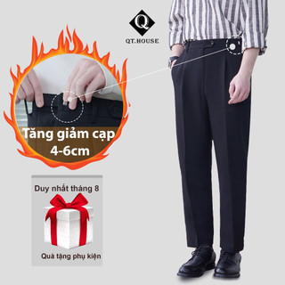 Quần Tây Nam Hàn Quốc Qthouse Có Đai Chỉnh Eo Cạp Quần Thiết Kế Sidetab Lưng Cao Dáng Baggy QTA01