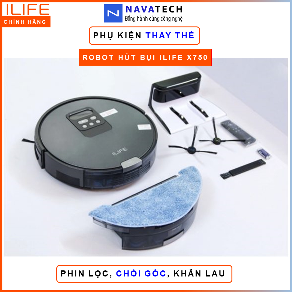 Phụ Kiện Thay Thế Phin Lọc, Chổi Góc, Khăn Lau Robot Hút Bụi ILIFE X750