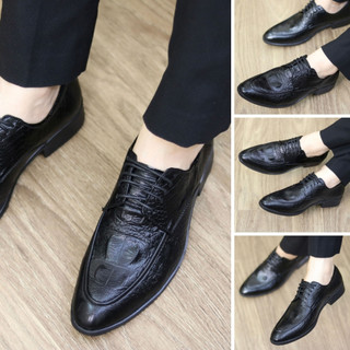 Giày buộc dây nam, giày derby da nam da cao cấp dập vân cá sấu mã g025