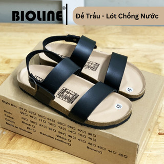 PUK15 - Sandal học sinh, sinh viên Birken Đế Trấu BIOLINE Official Unisex nam nữ đi học Hai Quai Ngang Da Pu cao cấp