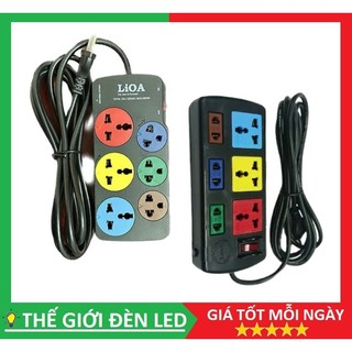 Ổ cắm lioa 6 ổ 1 công tắc 2200w model 3d3s32 dây 3m/ 5m chính hãng